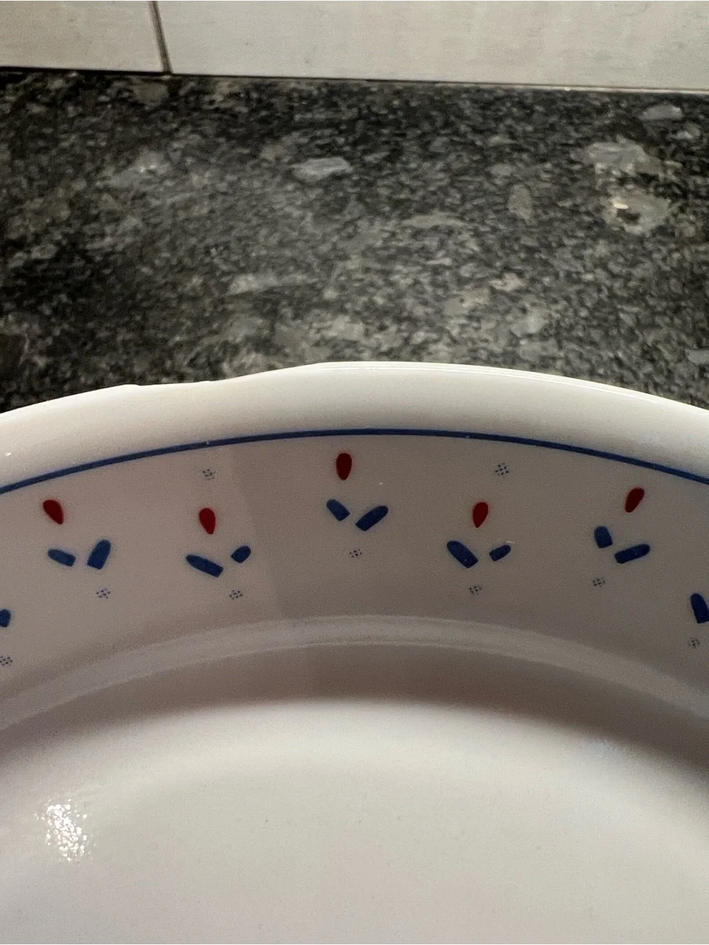 Corelle RETIRED NORMANDY 10” Dinner Plates with Blue and Pink Floral Border